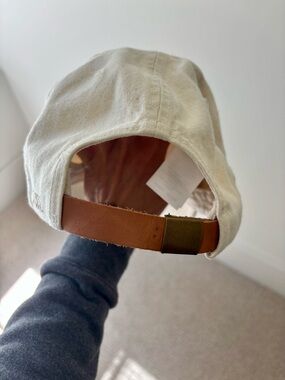 Madewell Classic Cream Cotton Baseball Cap with Tan Leather Strap